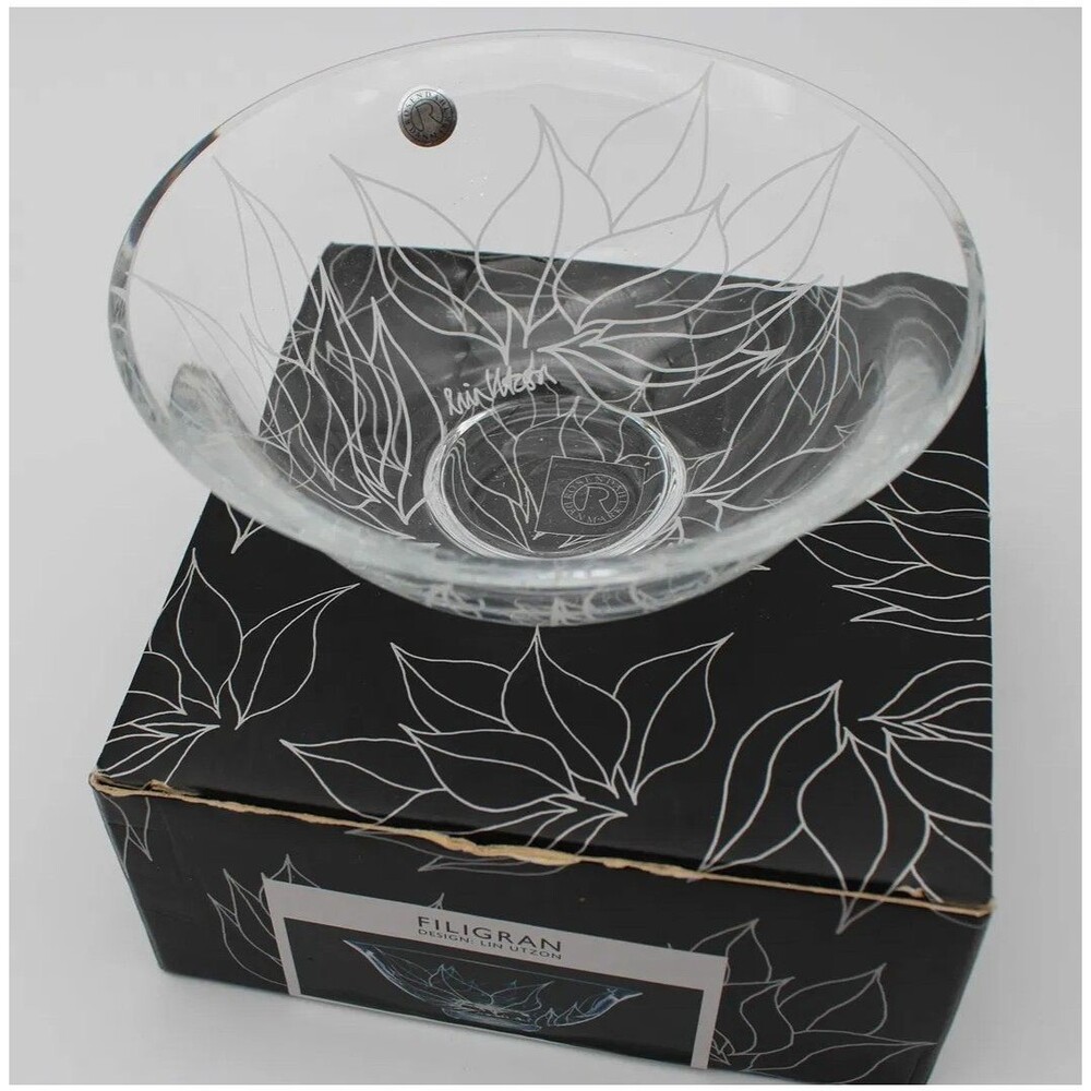 Rosendahl Copenhagen Denmark Lin Utzon Filigran 6 1/4" Etched Glass Signed